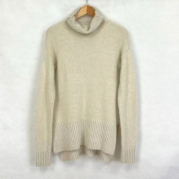 Lou & Grey Turtleneck Sweater Tunic Neutral Minimalist Academia Oversize Soft XS - Picture 2 of 7
